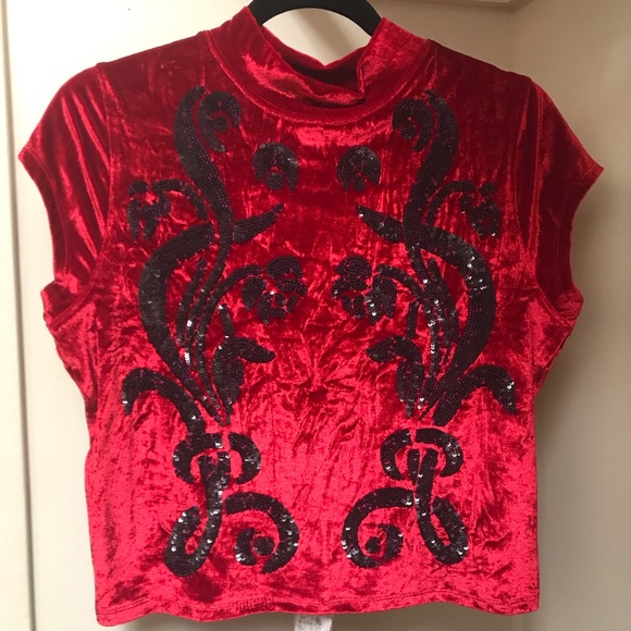 Free People Tops - Red top w black details Free People Tops - Red top w black details